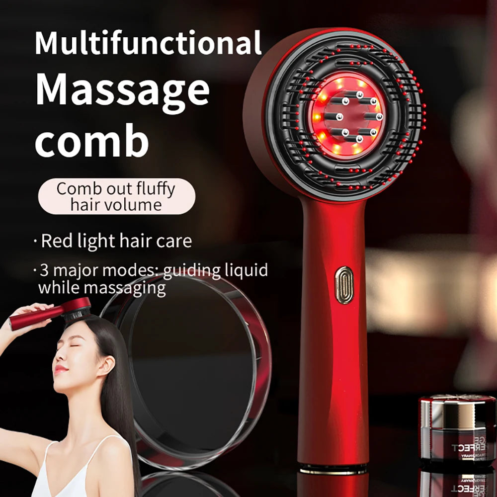 Red Light Laser Technology Electric Portable Massage Comb for Scalp and Hair Follicles Essence Oil Applicator 3 Modes Stimulate Hair Growth
