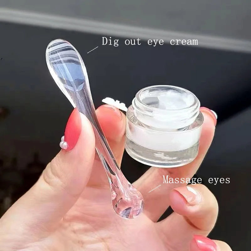 Eye Cream Applicator Spoon Roller Eye Massager Transparent Stick Cosmetic Spatulas Wrinkle Facial Mask Skin Care Plastic Spoon