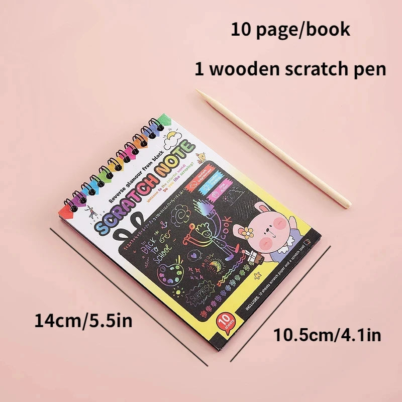 Magic Rainbow Scratch Off Paper Book Set for Kids Arts Scraping Painting Toy Children DIY Graffiti Montessori Educational Toys
