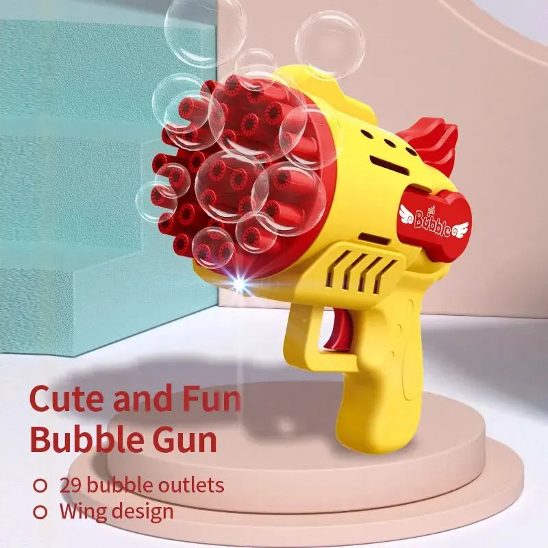 Light Up Bubble Gun 29-Hole Gatling Bubble Making Blaster Toy for Boys & Girls Great Entertainment Fun