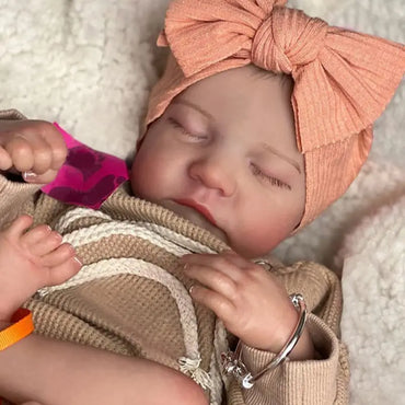 Sleeping Reborn Baby Doll 17inch Already Painted Finished Levi Vinyl Newborn Baby 3D Skin Collectible Art Doll
