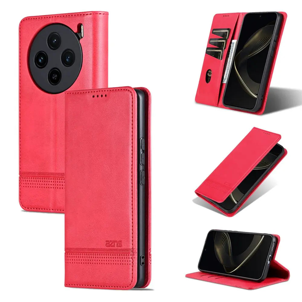Deluxe Leather Wallet Phone Case for VIVO X200 X100 X100S X90 X80 Pro Ultra Stand Function Multiple Card Slots Magnetic Flip Protective Cover