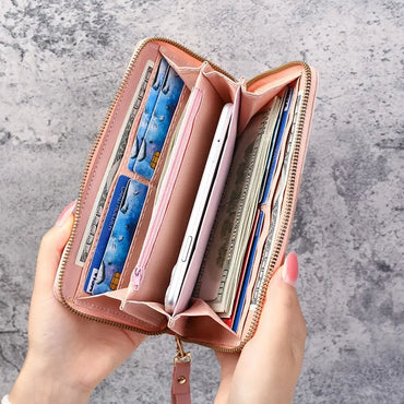 Beautiful Fashion Zipper Women's Wallets Long Purses Handbags Coin Purse Cards Holder PU Leather Billfold Wallet