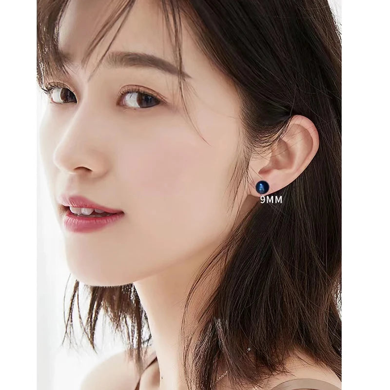 Cultured Natural Freshwater Pearl Stud Earrings for Women Girls 925 Sterling Silver Posts Elegant Jewelry