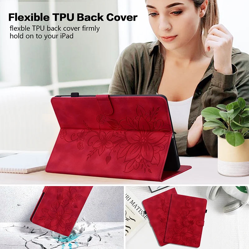 Luxury Leather Wallet Stand Case for Amazon Fire Max 11 HD10 HD8 Plus Fire 7 and Kindle Paperwhite 5 Protective Floral Embossed Tablet Cover