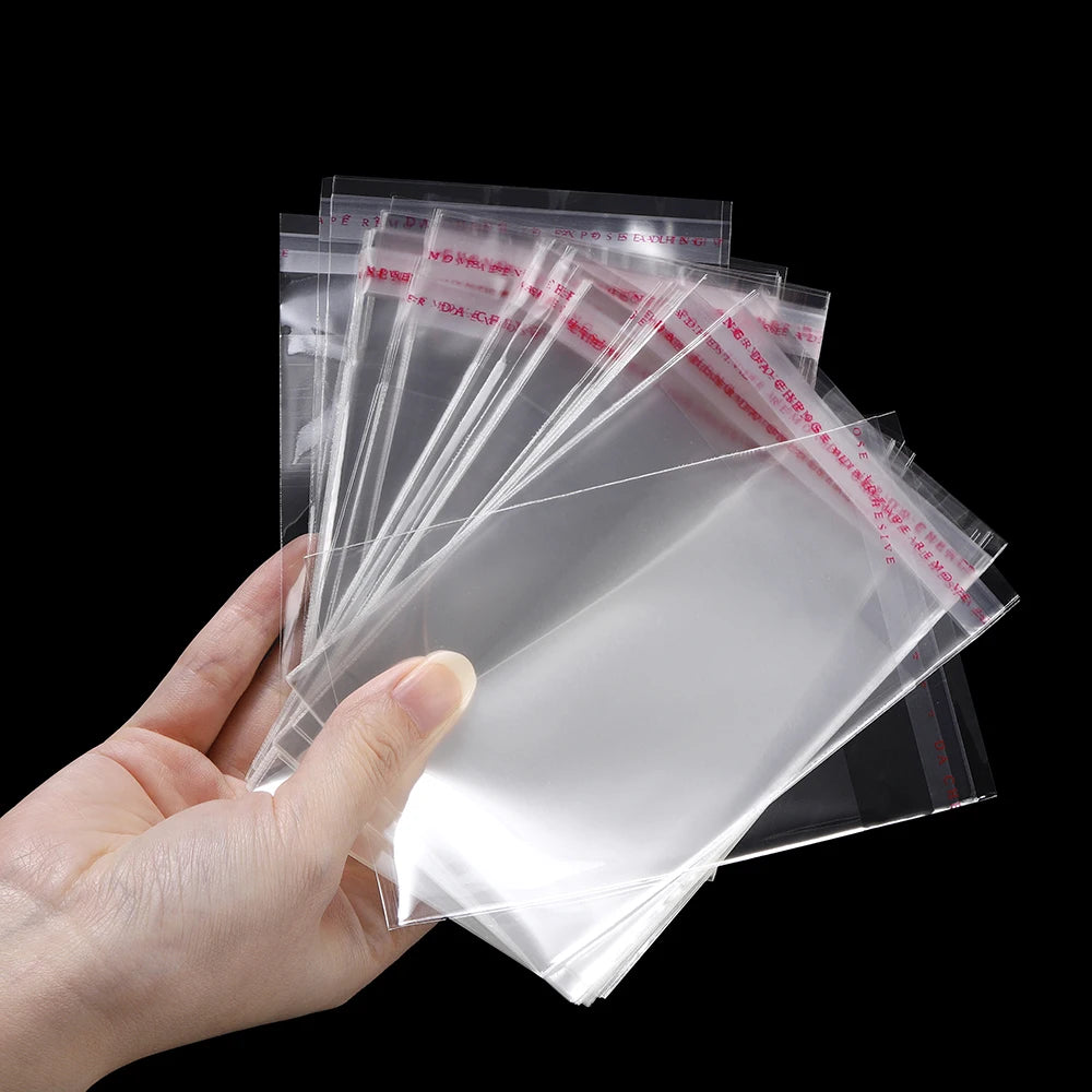 100pcs Select Size Self Adhesive Transparent Plastic Cellophane Bags for Gifts Pouch Jewelry Packaging