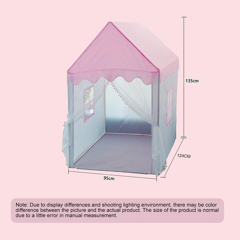 Large Folding Children's Toy Tent Teepee Play House Boys Girls Pink Princess Castle Child Room Decor 1.35m