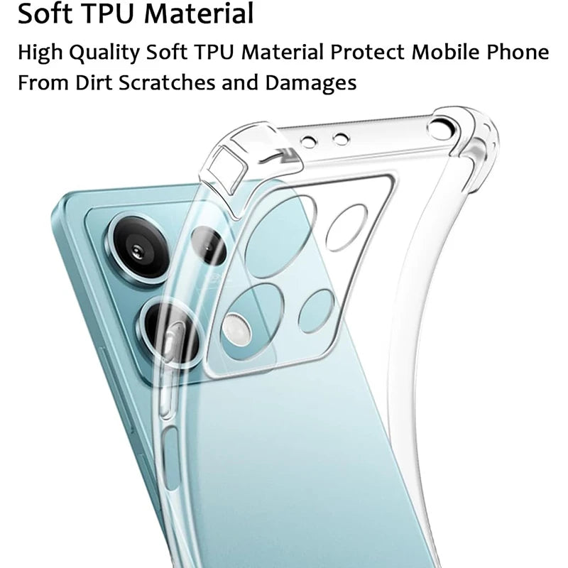Clear TPU Silicone Phone Case For Xiaomi Redmi Note 13 12 12S 12T 11 11T 11S 10 10S Pro Plus Pro+ Shockproof Soft Ultra Thin Shell Cover