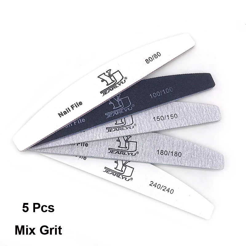Professional Nail Files 5pcs Set Mix Color Limas 80/100/150/180/240 Grit Cuticle Remover Sandpaper Buffer Files Manicure Tool Set