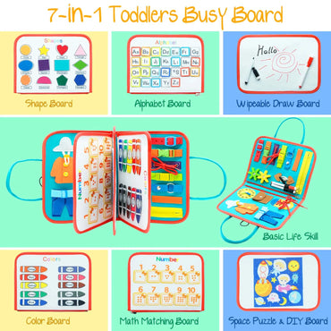 7 in 1 Easy Carry Portable Busy Educational Board for Kids and Toddlers Montessori Early Education Sensory Toys