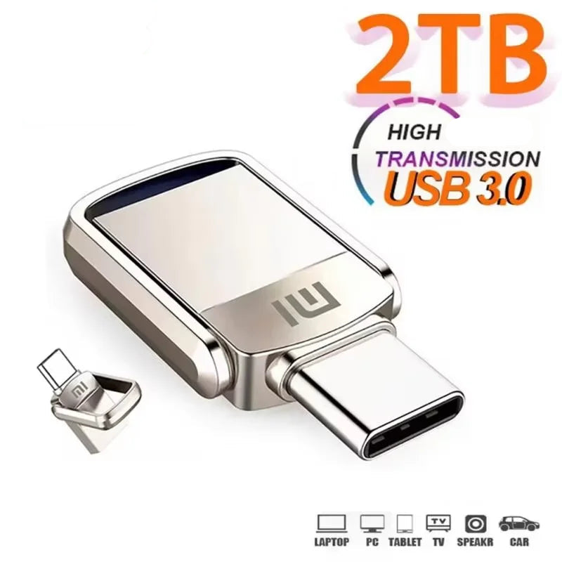 2 in 1 Metal USB 3.0 Memory Stick Pendrive OTG 2TB 1TB 512GB USB Flash Drives 256GB 2TB Type C for Computers and Cellphones