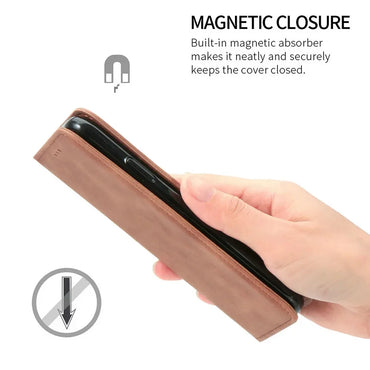Deluxe Leather Wallet Phone Case for Asus Zenfone 10 9 7 8 Rog Phone 6D 6 Pro 7 Ultimate Stand Function Multiple Card Slots Magnetic Flip Protective Cover