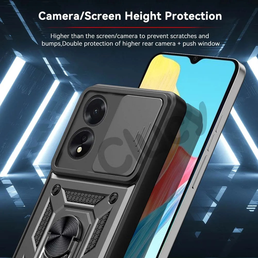 Durable Shockproof Phone Case for OPPO A98 A78 A74 A54 A38 A18 Camera Protection Magnetic Ring Holder Back Cover