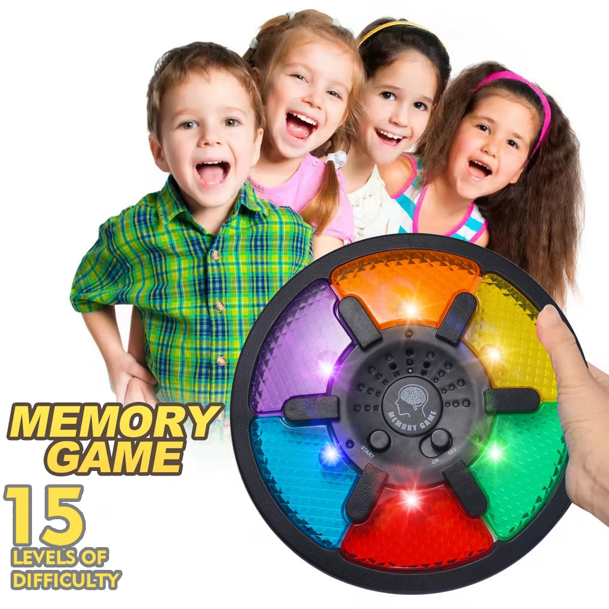 Interactive Memory Game Machine Handheld Electronic with Lights and Sounds Puzzle Montessori Toys Memory Training