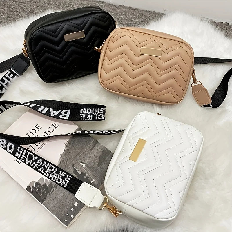 Stylish Embossed Geometric Crossbody Handbag Purse for Women Casual Shoulder Zipper Bag