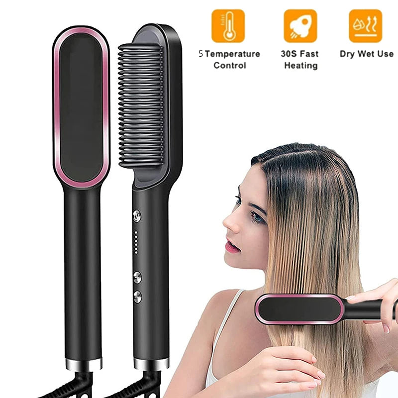 Professional Quick Heat Electric Multifunctional Hair Straightener Comb Hairstyle Brush Personal Care Accessory