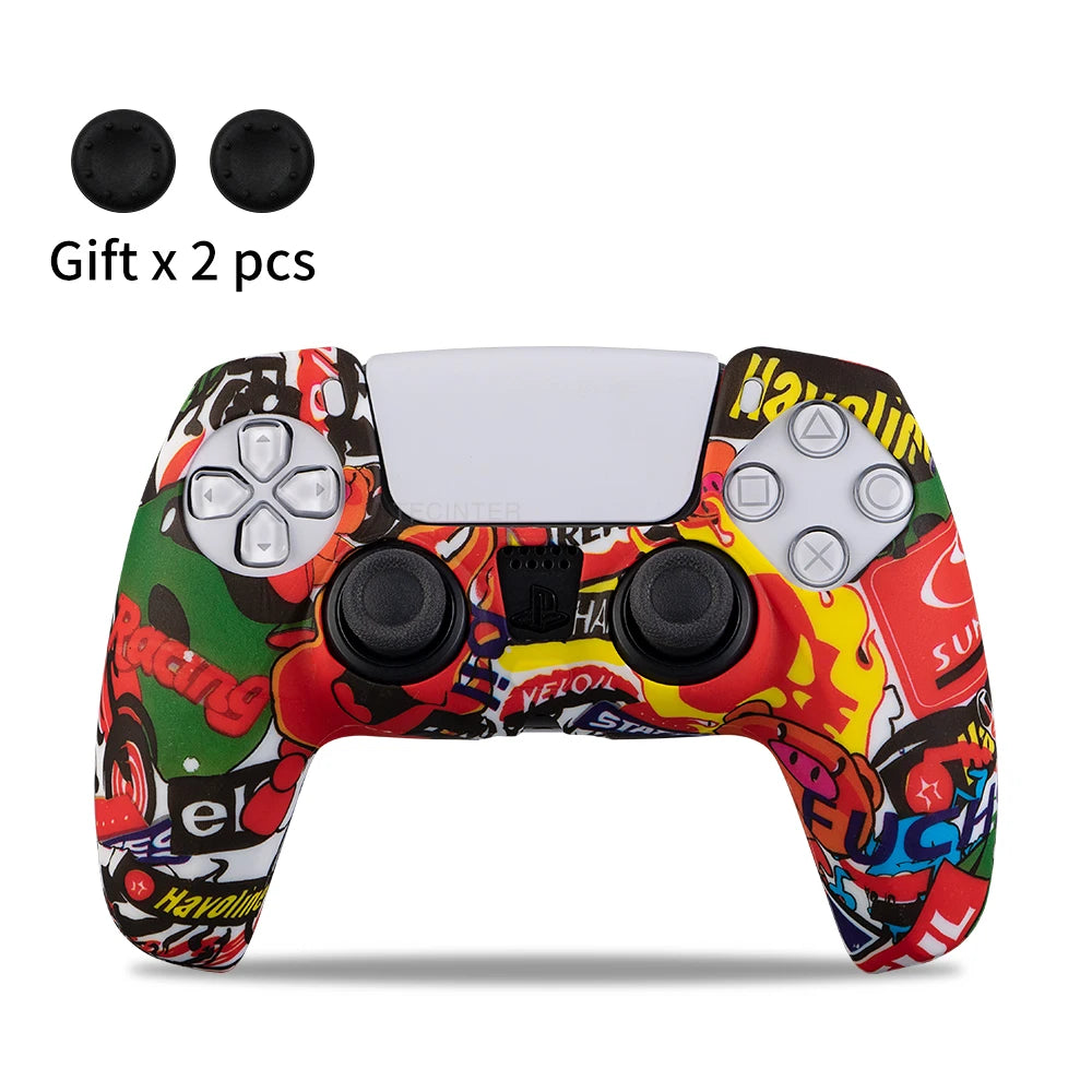 Anti-slip Silicone Protective Cover Skins Compatible with Sony Playstation 5 Controller Slim Gamepad PS5 Case Thumb Grips Accessories