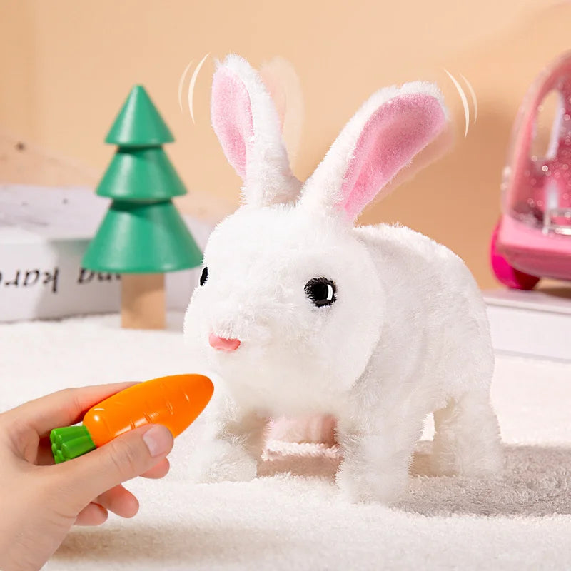Plush Cute Electronic Pet Rabbit With Sound Animal DIY Change Clothes Game Walking Moving Pet Toys for Kids Children