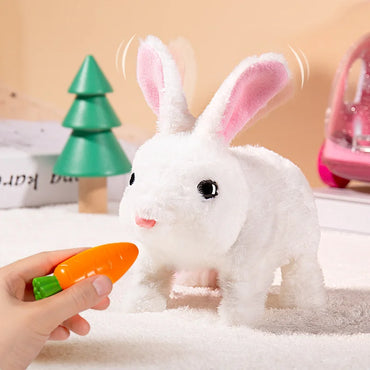 Plush Cute Electronic Pet Rabbit With Sound Animal DIY Change Clothes Game Walking Moving Pet Toys for Kids Children