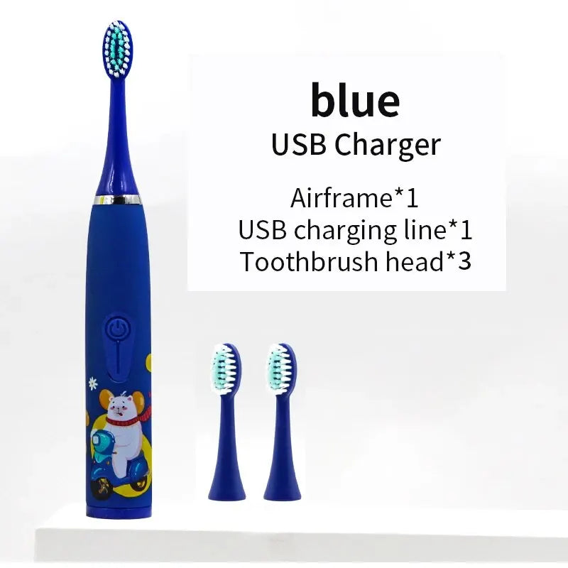 Waterproof Sonic Electric Toothbrush for Children Aged 3 to 15 Professional Primary Tooth Care with DuPont Soft Bristles
