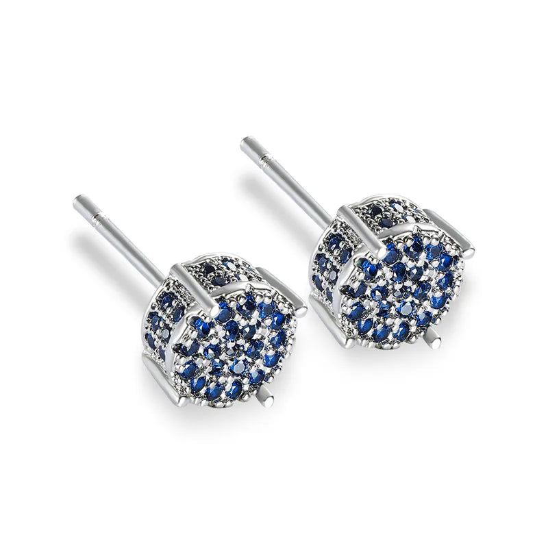 Exquisite Austrian Crystal Round Stud Earrings for Women Fancy Fashion Jewelry Accessories