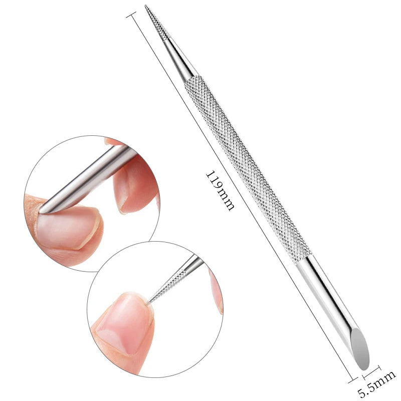 Stainless Steel Nail Care Tools Cuticle Pusher Clippers Scraper Dead Skin Remover for Pedicure Manicure Nail Art Cleaner