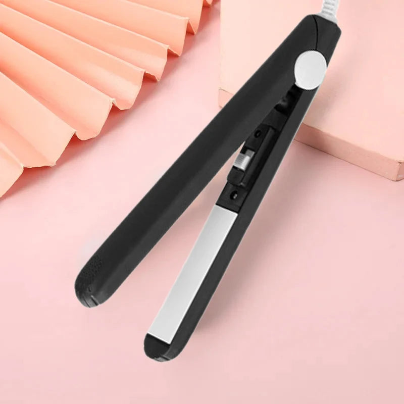 Portable Mini Ceramic Hair Straightener Flat Iron Curling Iron Dual-Use Curler Styling Care for Traveling