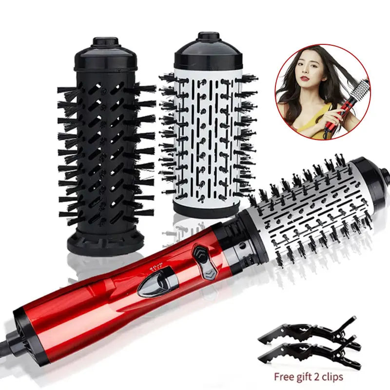 Multifunctional Negative Ion Hot Air Hair Straightener Curling Iron 360 ° Rotating Hair Dryer Brush