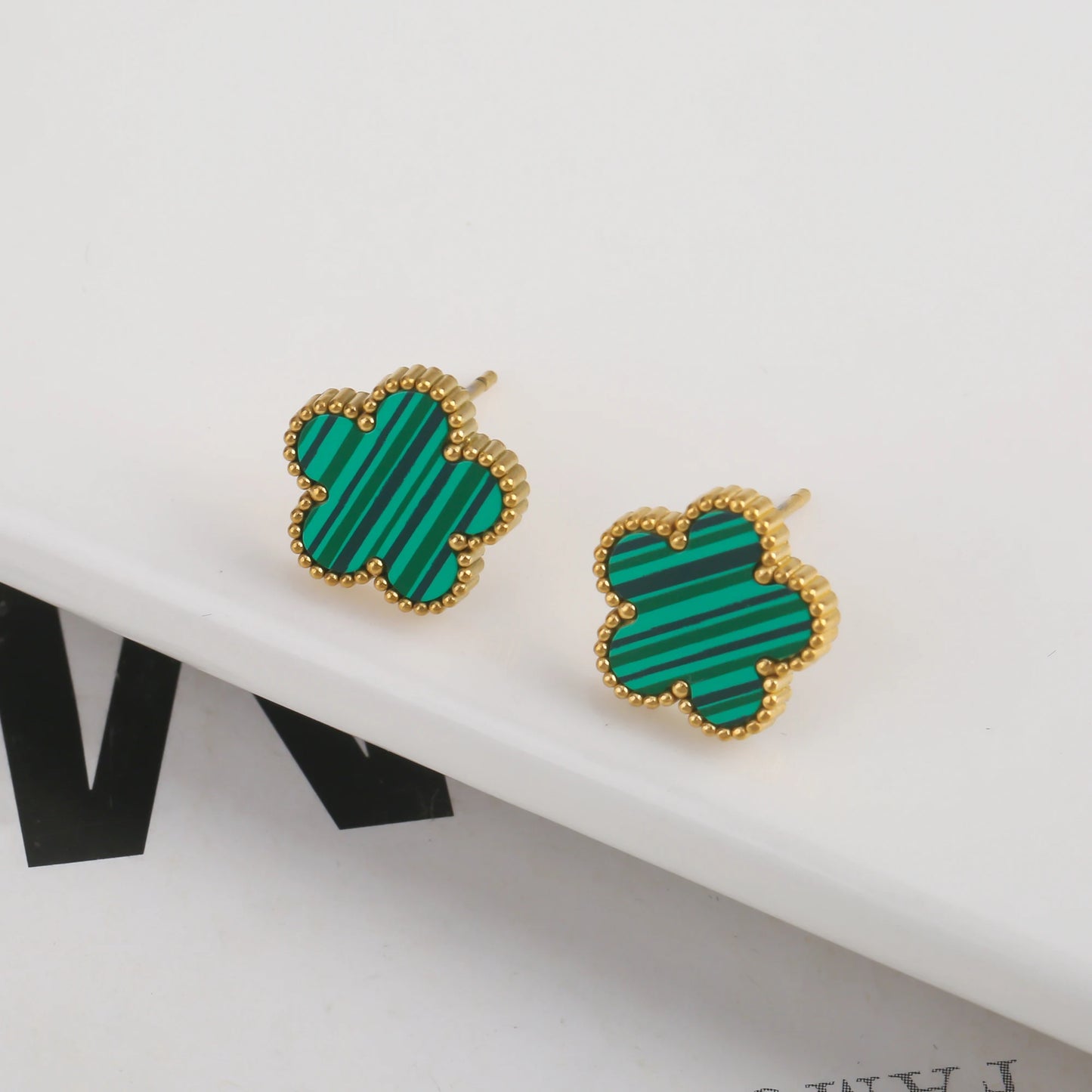 Five Leaf Clover Adjustable Lucky Design Gold Plated Stainless Steel 316L Plant Flower Bracelet Earrings Necklace With Petals Women's Luxury Gifts