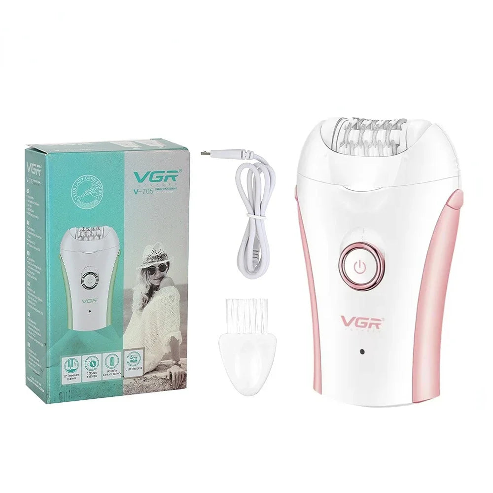 Portable Professional Electric Epilator Hair Remover for Leg Body Underarms Bikini Area Rechargeable Two Speeds Beauty Device