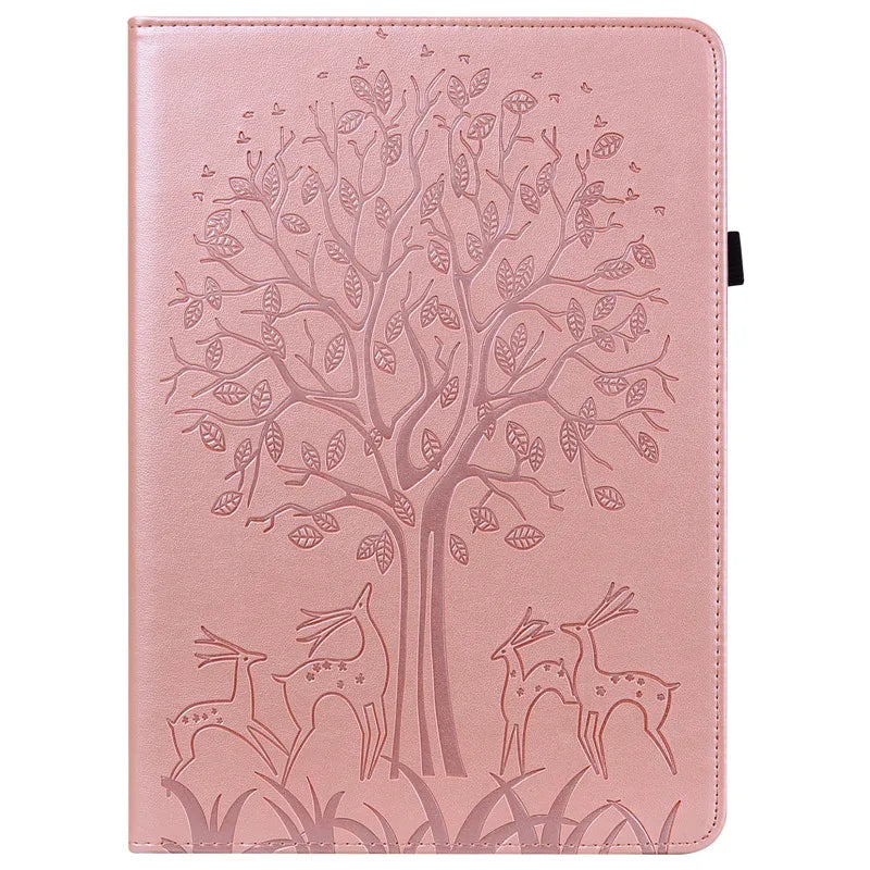 Luxury Leather Case for Google Pixel Tablet 11 inch Unique Design Business Casual Flower Deer Wallet Stand Cover