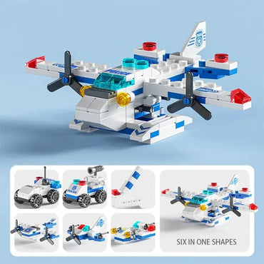 Building Blocks Engineering Fire Truck Military Tank Helicopter Model Puzzles Assembly Children's Micro Particle Toys