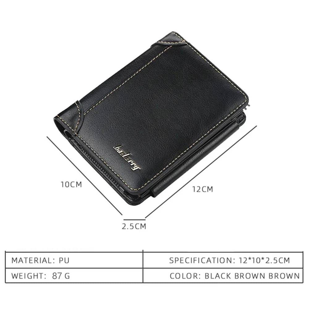 Luxury Leather Stitched Wallets for Men Women High Quality Zipper Large Capacity Coin Card Holder Male Vintage Style