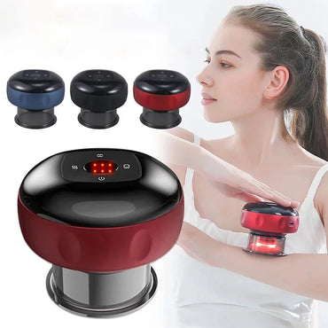Electric Vacuum Cupping Body Scraping Massage Stimulator Smart Heating Suction Cup Device for Back, Neck and Arms