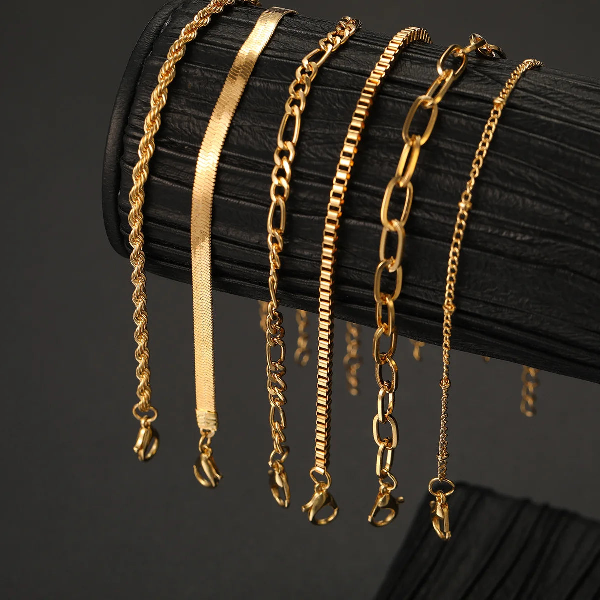 6pcs Boho Retro Thick Twist Cuban Chain Bracelets Set Multi Layer Silver Gold Color for Women Fashion Trendy Quality Jewelry Accessories