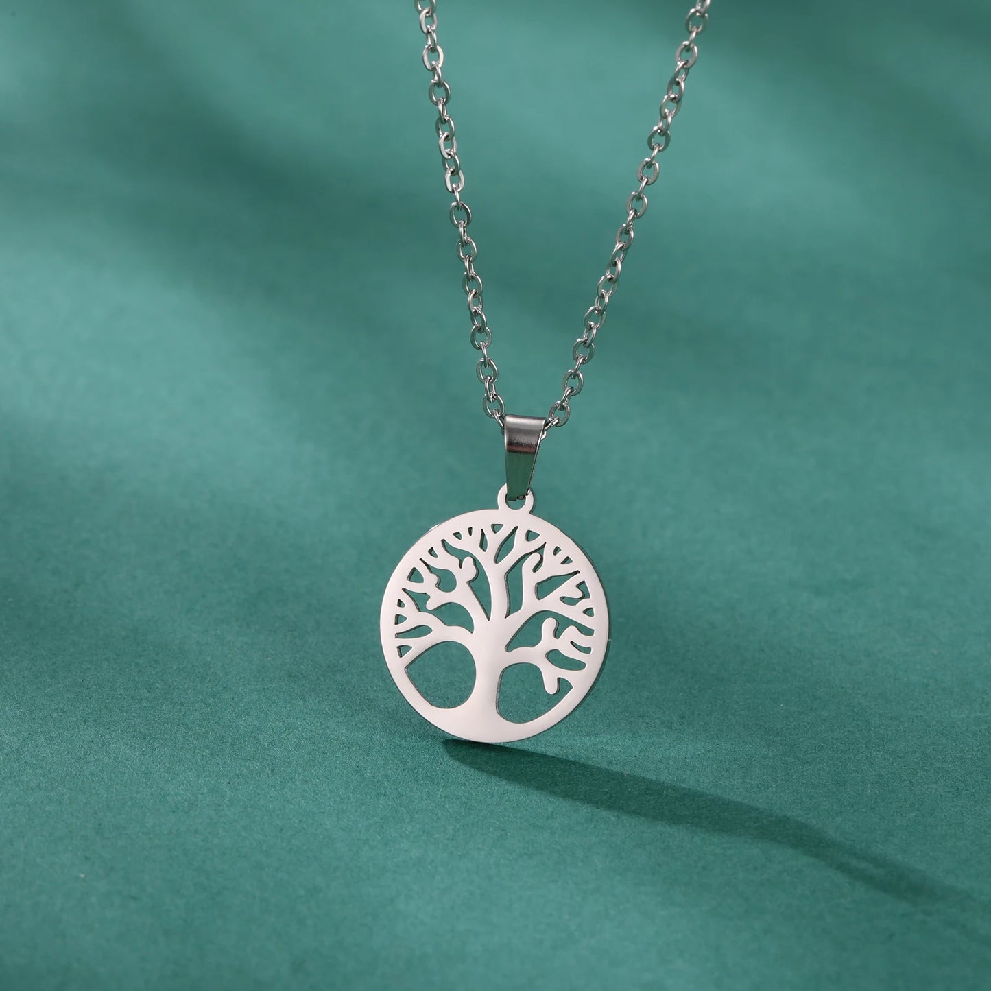 Tree of Life Pendant Stainless Steel Necklaces for Women Girls Gold Silver Color Zircon Luxury Chain