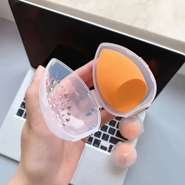 Makeup Sponge Storage Box Plastic Egg Shaped Cosmetic Puff Organizer Rack Portable Makeup Blender Holder Stand Drying Box