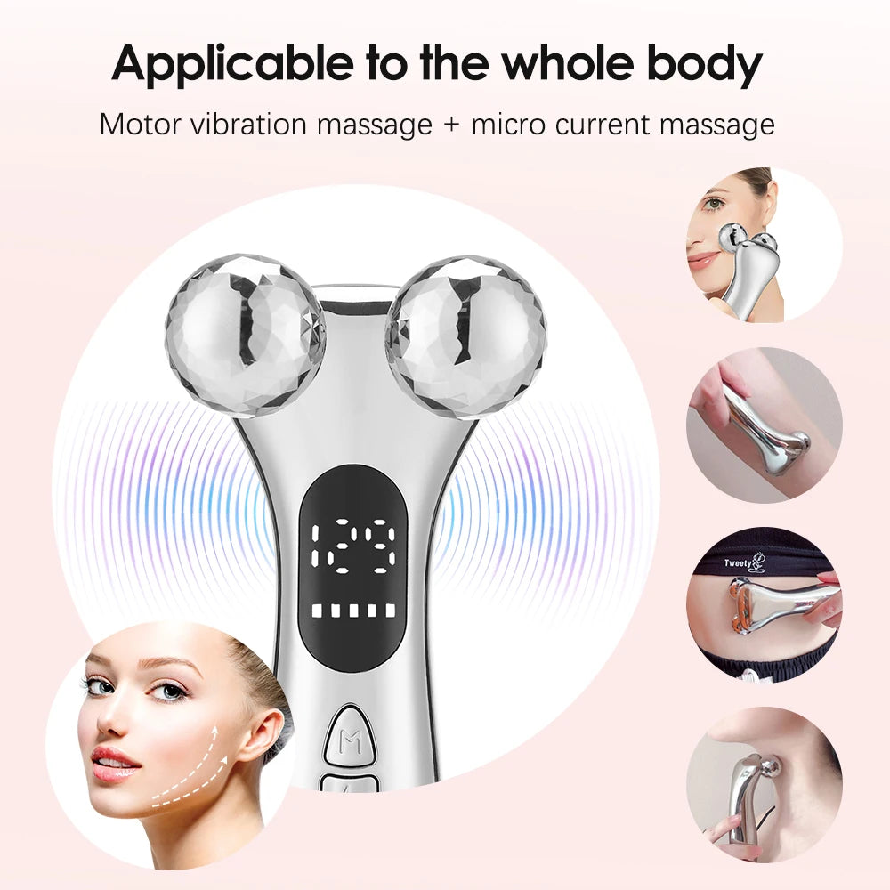 Skin Tightening Anti Wrinkle 4D Electronic Facial Beauty Roller Massager Slimmer V-Face Double Chin Remover Eye Care Face Lifting Device