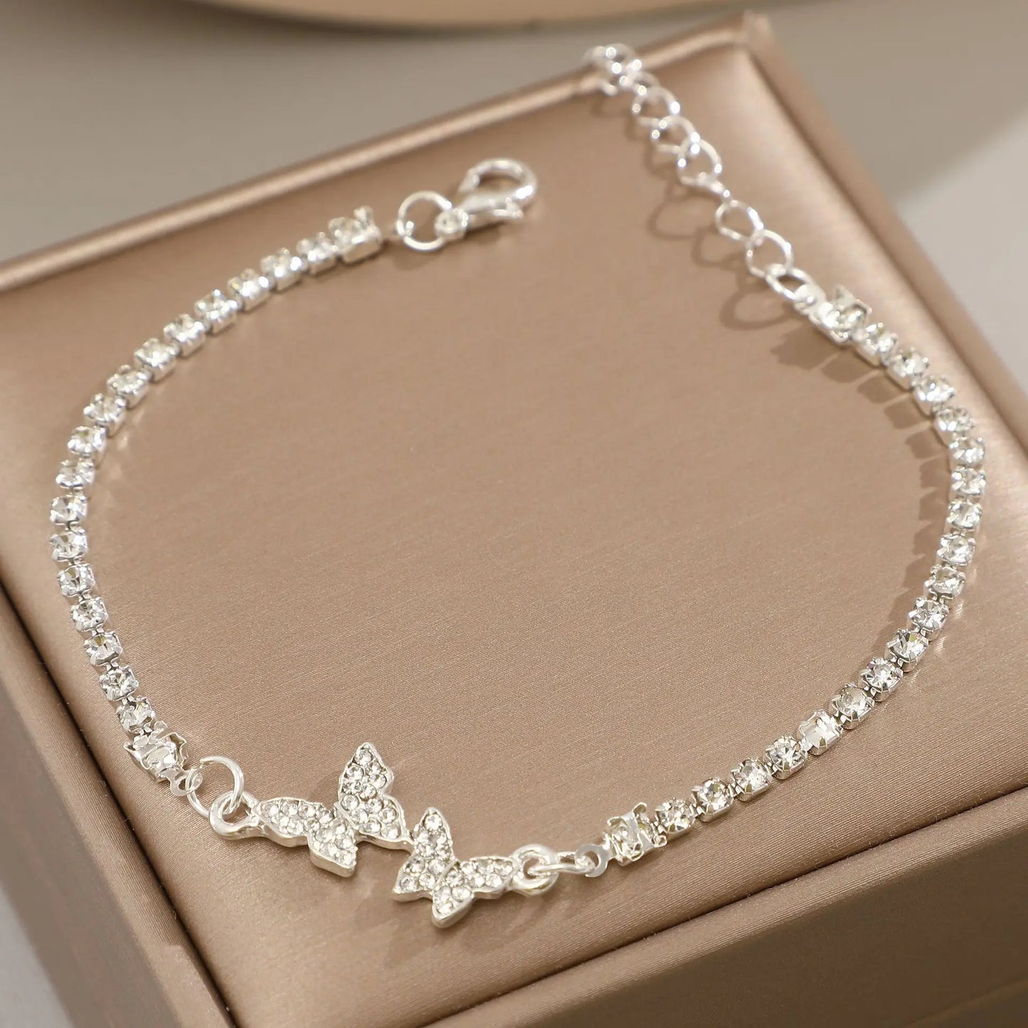 Modern Crystal Butterfly 925 Sterling Silver Chain Bracelets for Women Minimalist Adjustable Charm Jewelry Accessories