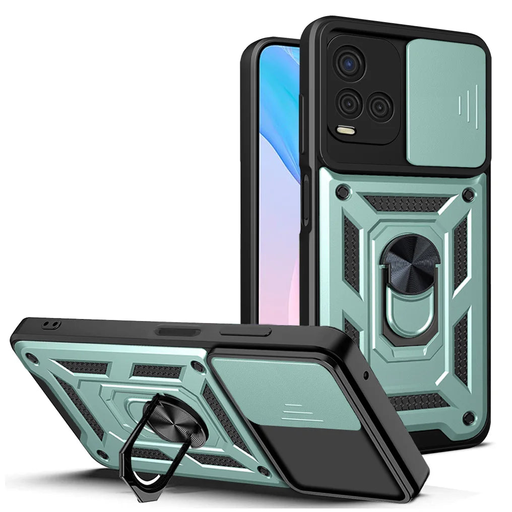 Durable Shockproof Phone Case for VIVO Y93 Y91 Y76 Y53 Y51 Y33S Y33 Y31 Y15S Camera Protection Magnetic Ring Holder Back Cover