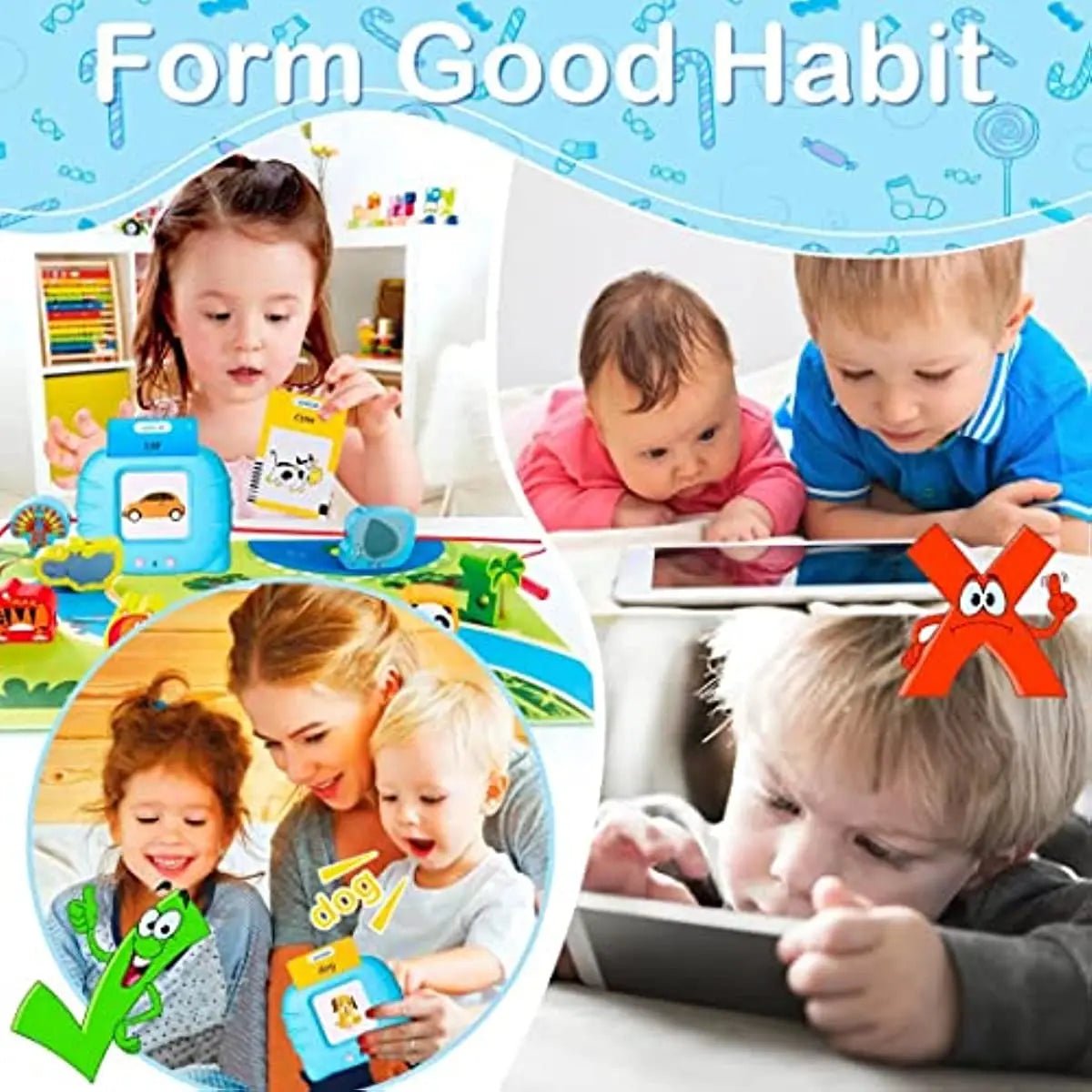 Interactive Talking Flash Cards Early Educational Toys for Boys Girls Preschool Learning Reading Machine