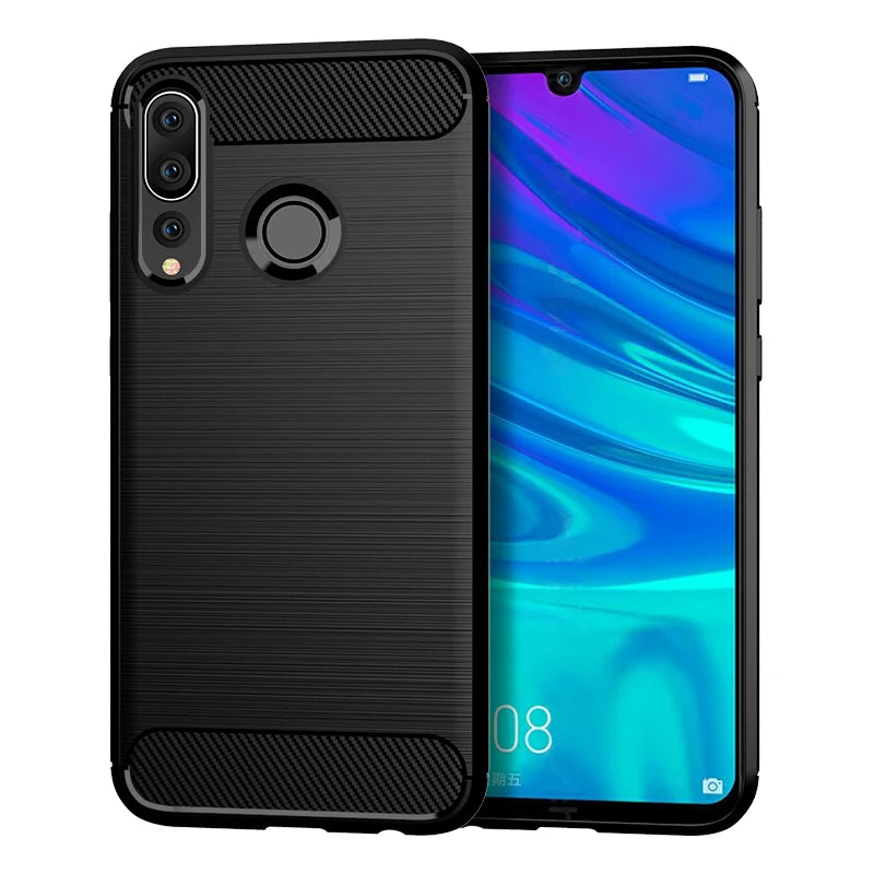 Shockproof Carbon Fiber Silicone Case for Huawei P50 P40 P30 P20, P Smart Plus Z, Mate 30 20 Pro 10 Brushed Texture Protective Back Cover