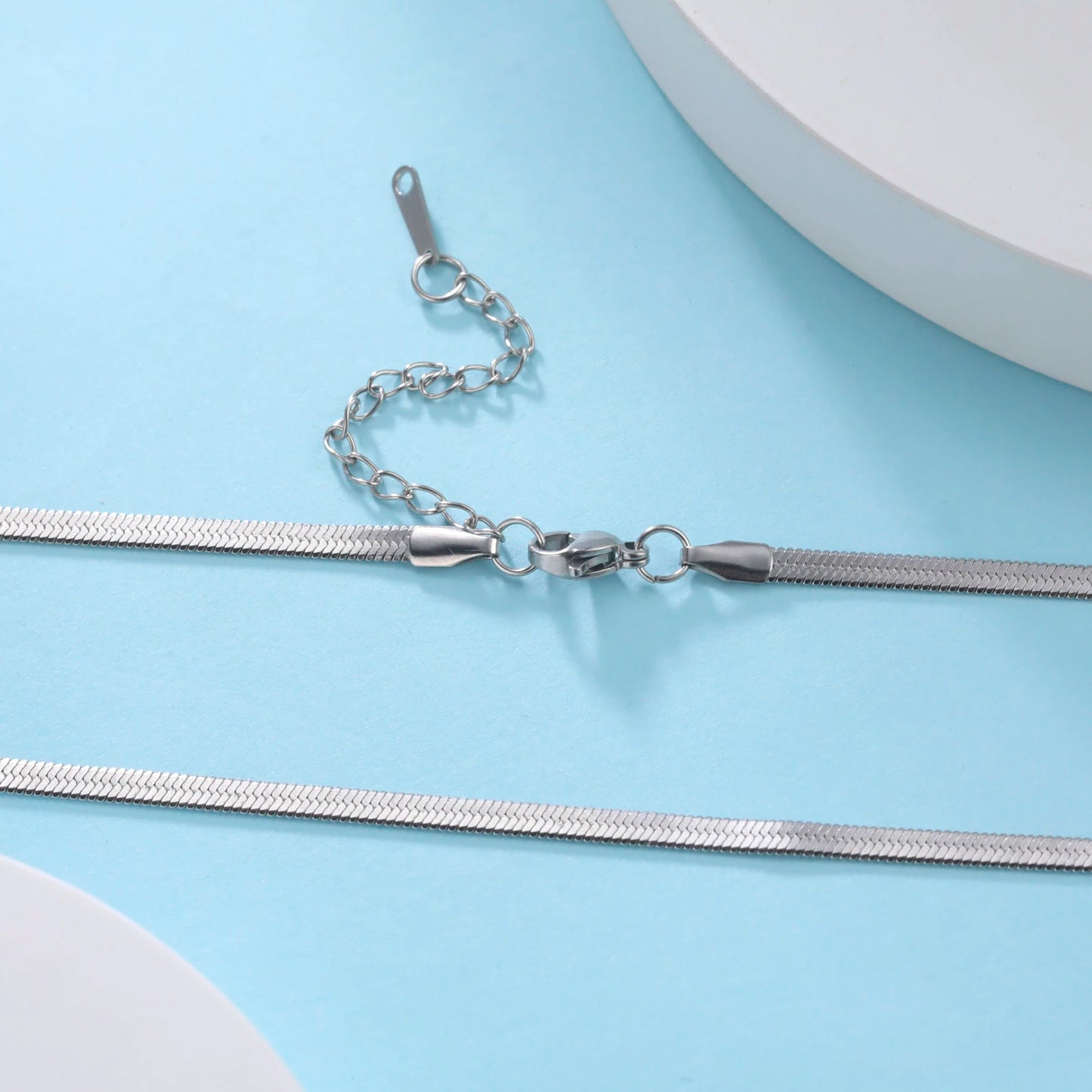 Herringbone Snake Chain Stainless Steel Necklaces for Women Men 2mm/3mm/4mm/5mm Wide Gold Silver Color Flat Style Jewelry