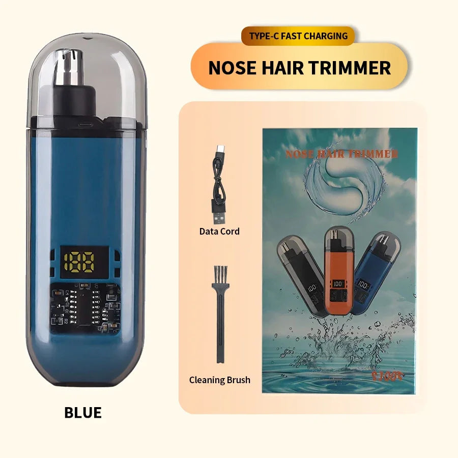 Mini Rechargeable Electric Nose Ear Hair Trimmer Clipper Multi-kinetic Shaving 2-in-1 Fully Automatic and Washable