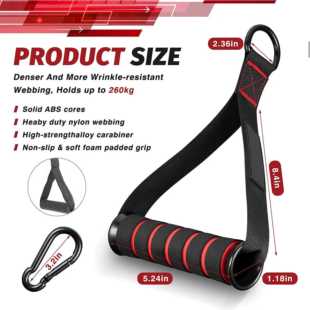 D-Ring Metal Gym Handle Workout Grips Heavy Duty Cable Machine Handles with Carabiner Clips Fitness Accessories