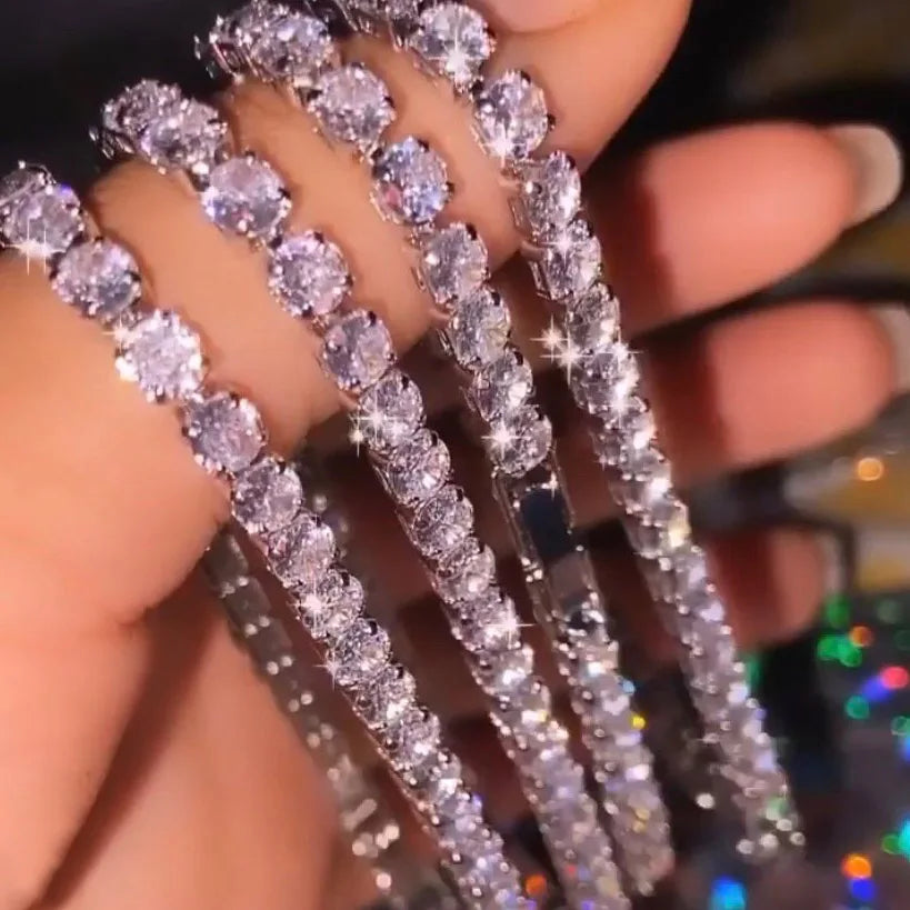 Modern Crystals Tennis Bracelets for Men Women Silver Color 2.5mm/3mm/4mm/5mm Zircon Fashion Jewelry