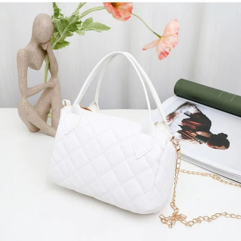 Fashion Quilted Square Crossbody Bags for Women Shoulder Purse with Convertible Chain Strap Classic Satchel Handbag