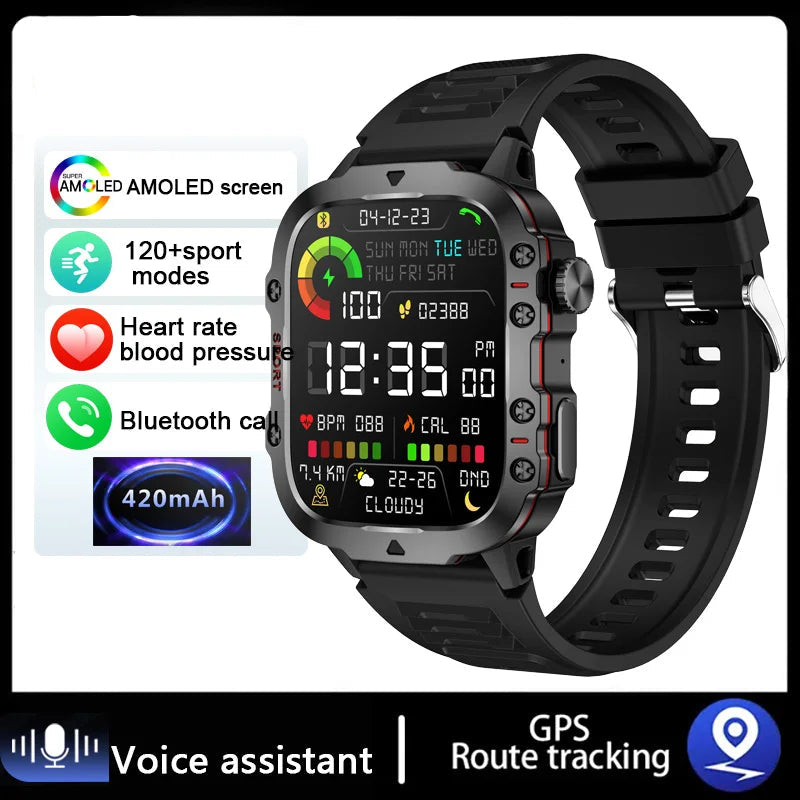 Outdoor Sports Smart Watch IP68 3ATM Waterproof Fitness Tracker Health Monitor 1.96" Bluetooth Call Digital Watch
