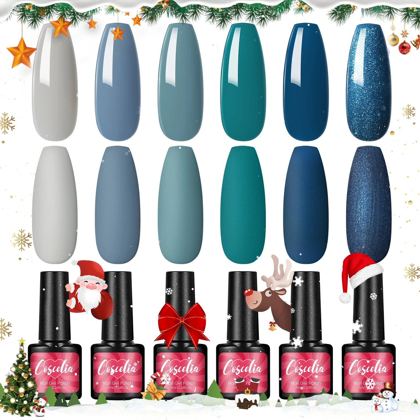 Bright Gel Nail Polish 6pcs Set Semi Permanent Soak Off UV Gel Varnish Nail Art Beauty Set