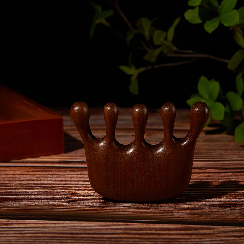 Natural Wood Therapy Massage Comb Head Face Scalp Gua Sha Massager Facial Sandalwood Wide Tooth Guasha Scraping Body Massage